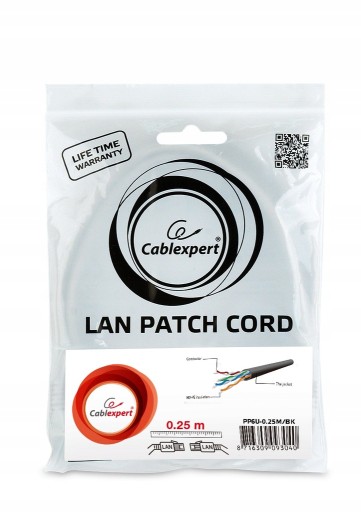 ПАТЧКОРД LAN ETHERNET КАБЕЛЬ RJ45 CAT6 UTP 0,25 М ЧЕРНЫЙ