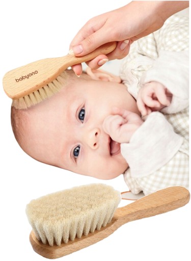 BABYONO НАТУРАЛЬНАЯ ЩЕТКА ИЗ НАТУРАЛЬНОЙ КОЗЬЕЙ ШЕРСТИ ДЛЯ НОВОРОЖДЕННЫХ 799