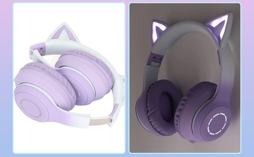ИГРОВЫЕ НАУШНИКИ CAT EAR BLUETOOTH, ФИОЛЕТОВЫЕ