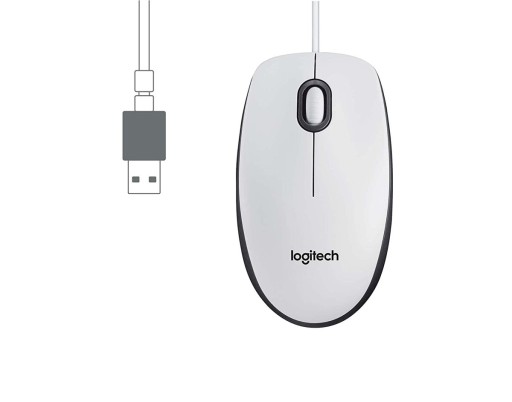 Проводная мышь Logitech M100 белого цвета с белым сенсором