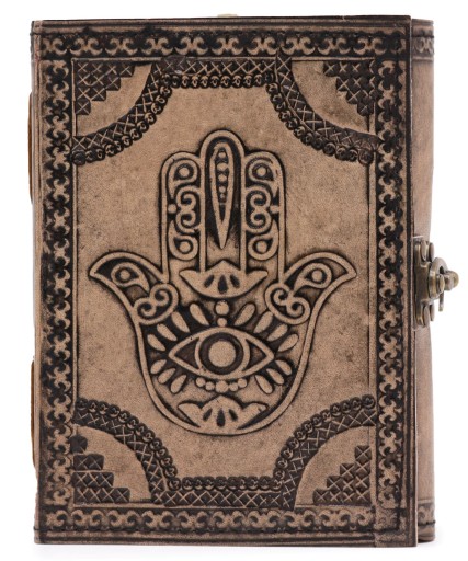 HAMSA Notatnik RĘKA FATIMY Zeszyt Notes Zapinany Pamiętnik SKÓRA NATURALNA