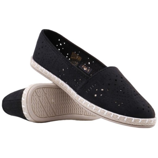 CZARNE ESPADRYLE DAMSKIE WSUWANE TENISÓWSKI PŁASKIE PÓŁBUTY TRAMPKI