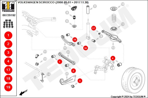 AUDI SEAT SKODA VW КОМПЛЕКТ ВТУЛОК ЗАДНЕЙ ПОДВЕСКИ