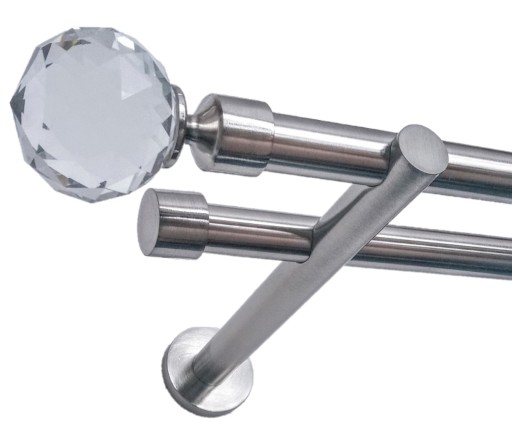 KARNISZ PODWÓJNY METALOWY Fi19/380 NIKIEL+ żabki