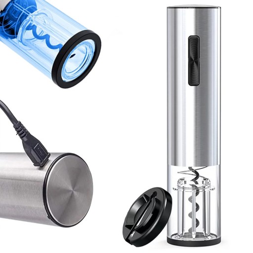 ELEKTRYCZNY KORKOCIĄG OTWIERACZ WINA AKU LED USB