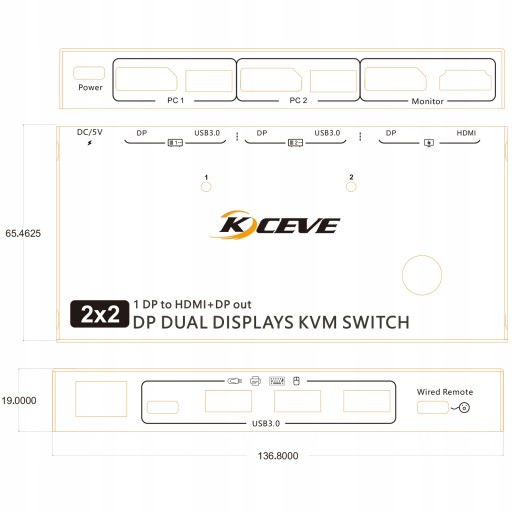 Przełączniki KC-KVM212DH-NA-Konwerter PC-KVM