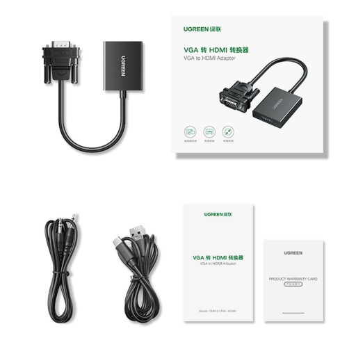 КАБЕЛЬ ПЕРЕХОДНИК UGREEN VGA/HDMI 0,15 м