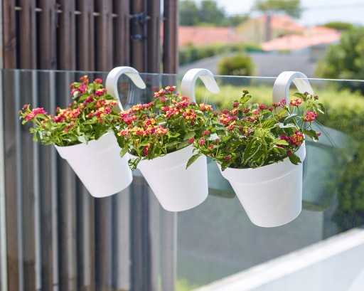 podłużne doniczki balkonowe skrzynki żółte CAPRI 54x30 na poręcz na balkon