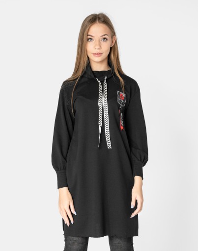 Długa Tunika Sukienka Damska z Golfem 11856-03 r L