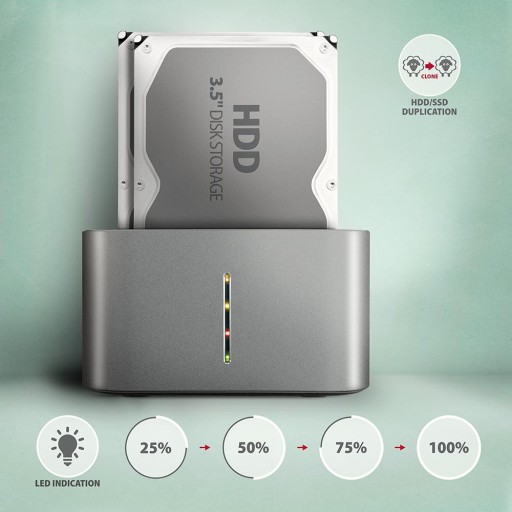 Док-станция USB-C 3.2 Gen1 для 2 твердотельных/жестких дисков SATA 6 Гбит/с 2,5 дюйма с функцией клонирования
