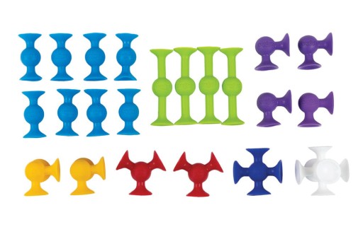 Przyssawki Fat Brain Toy Squigz Klocki 22 szt START Gra Silikon EDU