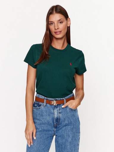 POLO RALPH LAUREN damski t-shirt okrągły dekolt zielona koszulka basic
