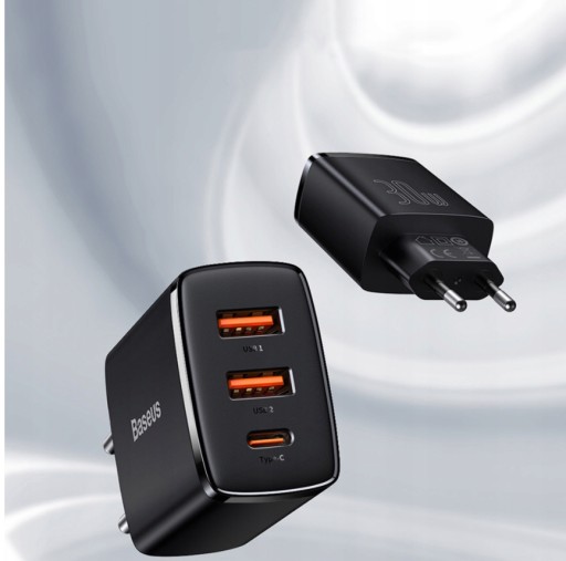 БЫСТРОЕ СЕТЕВОЕ ЗАРЯДНОЕ УСТРОЙСТВО BASEUS ДЛЯ ТЕЛЕФОНА USB USB-C TYPE-C AFC QC 3.0 30 Вт