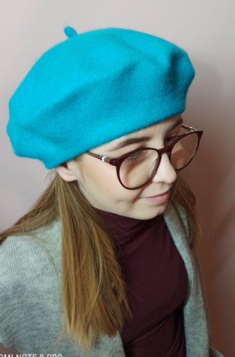 Классический шерстяной берет во французском стиле, ТЕМНЫЙ МЕЛАНЖ.
