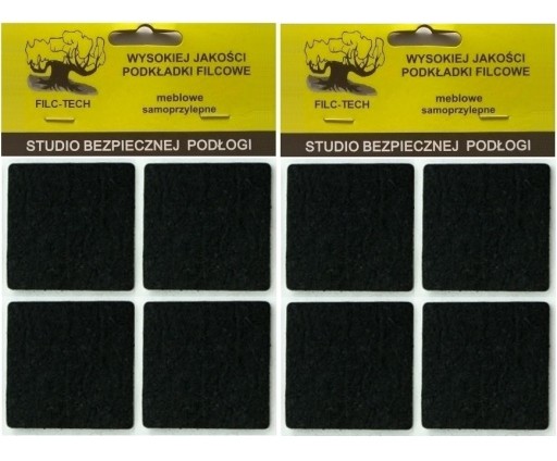 ZESTAW FILC POD MEBLE KRZESŁA STOŁKI 45 x 45 PODKŁADKI FILCOWE CZARNE 8 szt