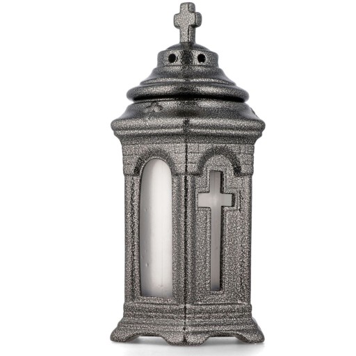 Керамическая часовенная свеча, серебро, 30 см.