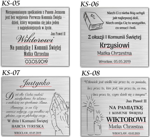 SREBRNY OBRAZEK PAMIĄTKA KOMUNII CHŁOPIEC GRAWER