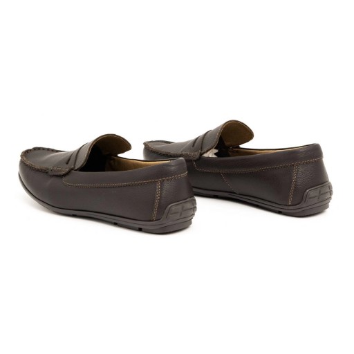Buty męskie mokasyny naturalna skóra licowa 894MA brązowe slip on 45