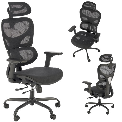 Fotel gamingowy ERGONOMICZNY GOTARD czarny siatkowy multiblock Halmar