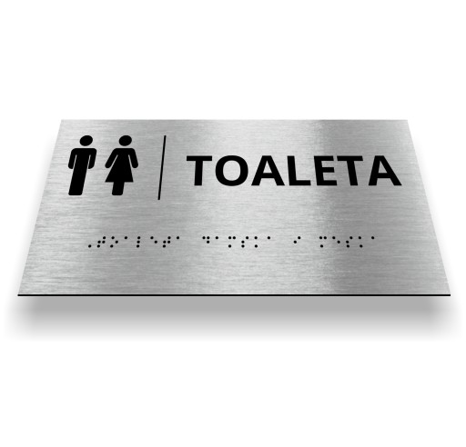 Tabliczka braille'a TOALETA Dla niewidomych 20x10cm samoprzylepna