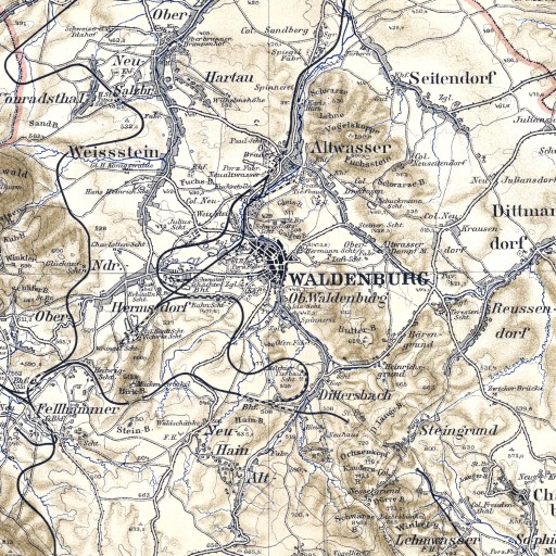 ВАЛБЖИЧ и окрестности старая немецкая карта Вальденбург 1900 г. 60x60
