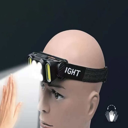 LATARKA CZOŁOWA LED USB REFLEKTOR WĘDKARSKI COB WODOODP Z CZUJNIKIEM RUCHU