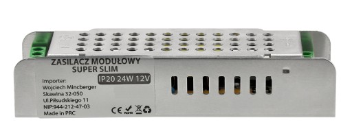 Zasilacz LED 12V 24W Do Taśmy LED Modułowy Super Slim IP20 Transformator