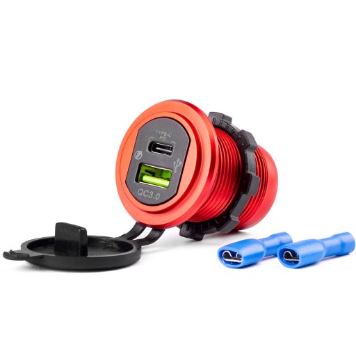 ŁADOWARKA SAMOCHODOWA 12-24V USB USB-C woltomierz