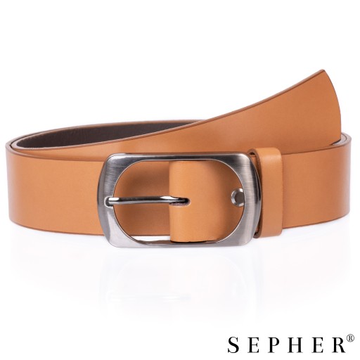 Pasek skórzany SEPHER Classic 4cm CIEMNY RUDY |100