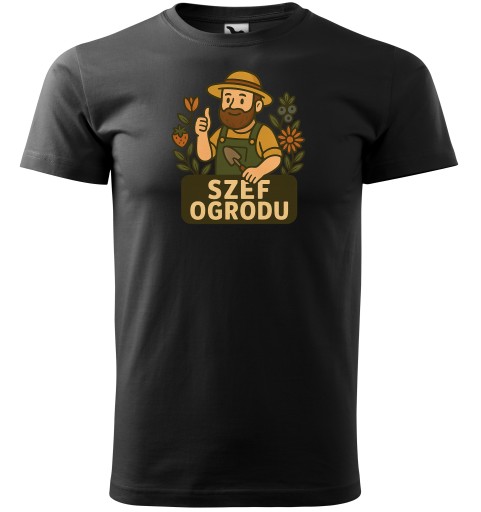 SZEF OGRODU Koszulka męska prezent dla OGRODNIKA ROLNIKA rośliny XL