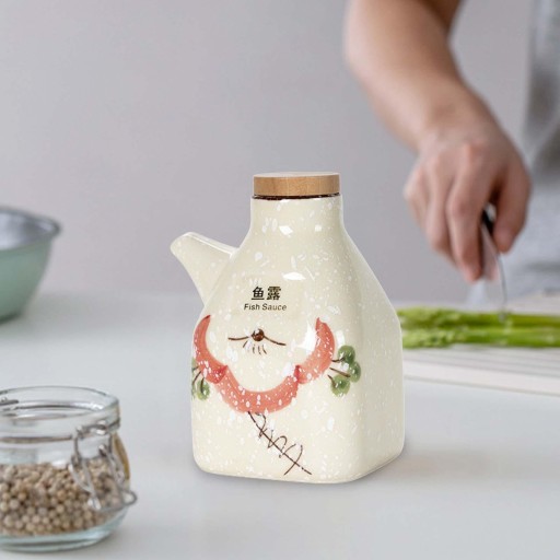 Duża butelka na olej kuchenny, ceramiczny sos rybny w stylu japońskim Shoyu