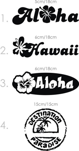 Наклейка на окно автомобиля ALOHA PARADISE HAWAII *Цвета *Узоры