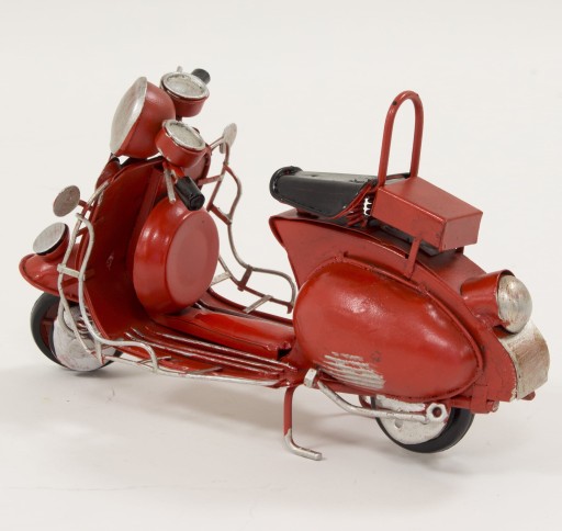 REPLIKA METALOWA MOTOR SKUTER CZERWONY RETRO