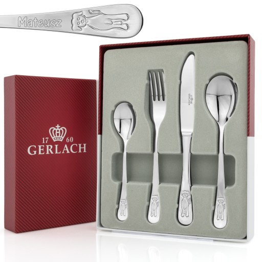 Детские столовые приборы+ГРАВИРОВКА собаки GERLACH BON TON