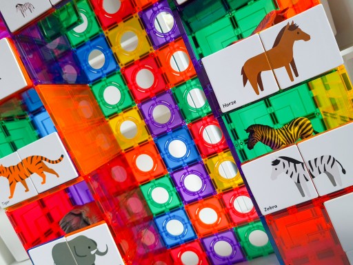 Nakładki na klocki magnetyczne puzzle 40 el. Duo Animal Puzzle Pack
