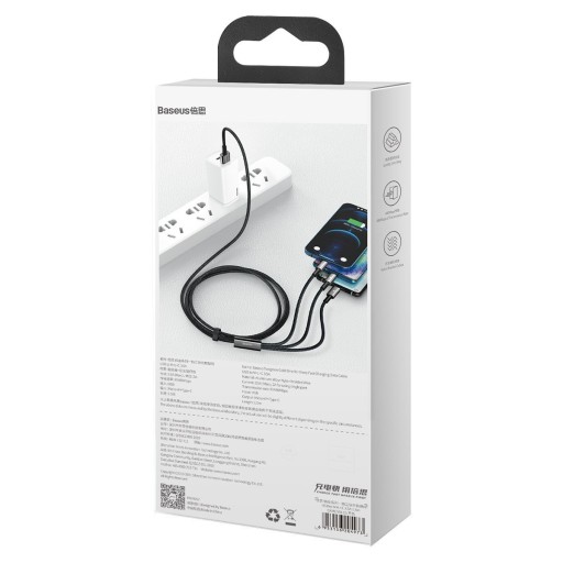КАБЕЛЬ BASEUS USB 3в1 — USB-C Lightning Micro 1,5 м