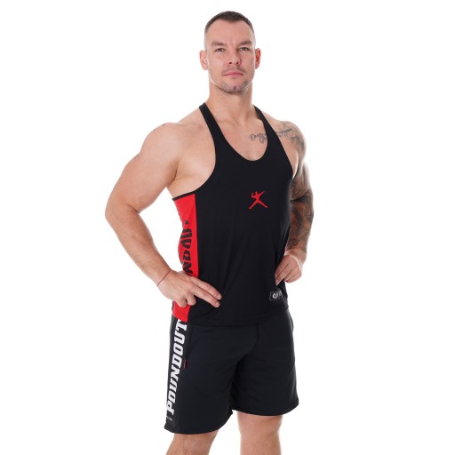 Tank top męski Bodybuilding czarno czerwony XXL