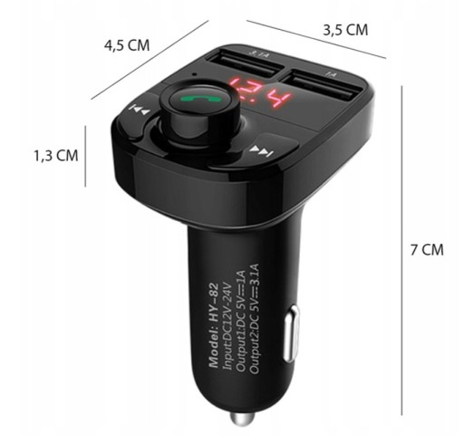 АВТОМОБИЛЬНЫЙ ПЕРЕДАТЧИК BLUETOOTH FM MP3 С ЗАРЯДНЫМ УСТРОЙСТВОМ И СИСТЕМОЙ ГРОМКОЙ СВЯЗИ