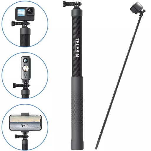 Держатель монопода для дайвинга Telesin 300 см для камер GoPro 12 11 10 9 DJI SJ