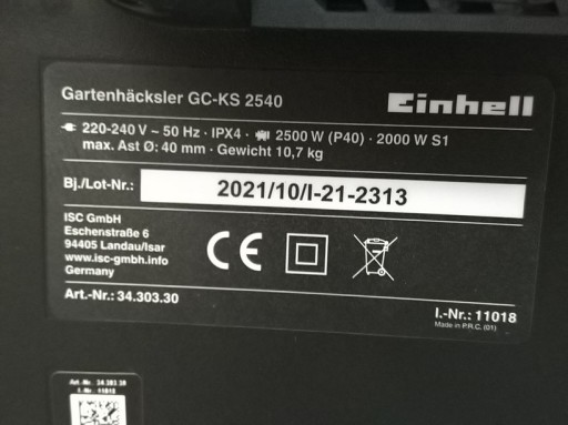 Einhell GC-KS 2540 Измельчитель ветвей электрический измельчитель 2500 Вт