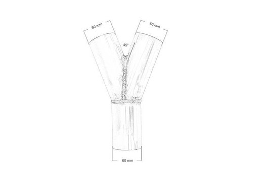 Y-PIPE Trójnik Wydechu 45 st 60 / 60mm 2'' 304SS nierdzewny rura