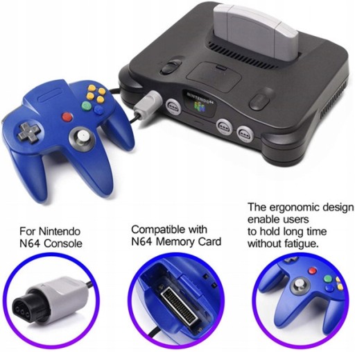 2 sztuk Retro kontroler Nintendo 64 N64,niebieski