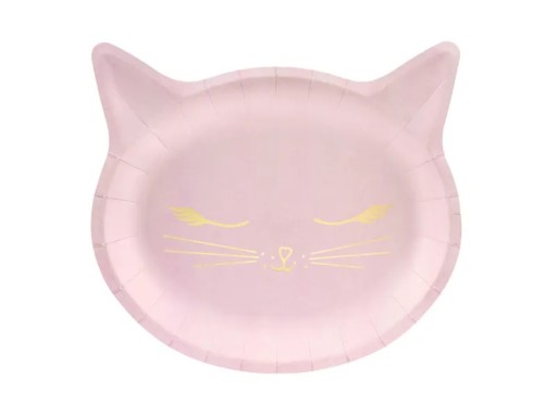 Бумажные тарелки CAT KOTEK, розовые, 22 см, 6 шт, день рождения