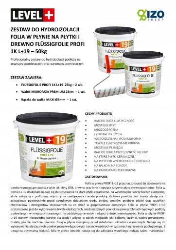 Folia w płynie 50kg Na Balkon Taras OSB L+19 + Wałek malarski