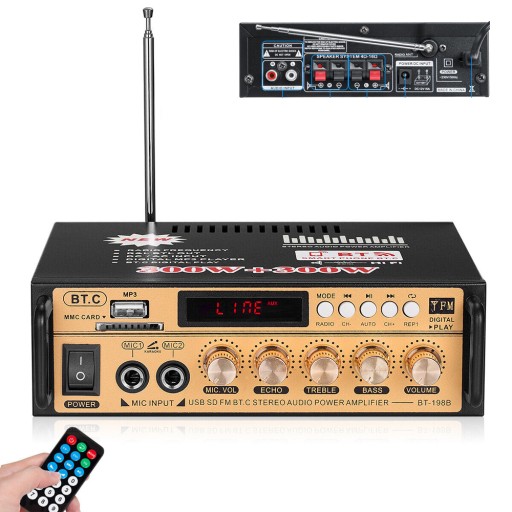 УСИЛИТЕЛЬ СТЕРЕО BLUETOOTH УСИЛИТЕЛЬ USB SD FM-радио MP3 220 В/12 В 600 Вт
