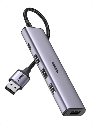 АДАПТЕР UGREEN HUB USB-РАЗВЕТВИТЕЛЬ 5 В 1 4X USB-A 3.0 1X USB-C 5 Гбит/с P&P 20 СМ