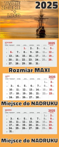 БОЛЬШИЕ ТРОЙНЫЕ календари на 2025 год с логотипом компании - 100 шт.