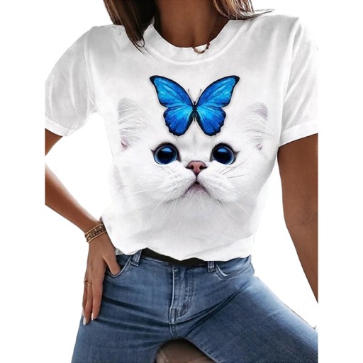 ФУТБОЛКА ЖЕНСКАЯ, ФУТБОЛКА С ПОЛНЫМ ПРИНТОМ 3D CAT