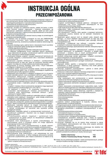 КОМПЛЕКТ ИНСТРУКЦИЙ ДЛЯ КОМАНД ПЕРВОЙ ПОМОЩИ ПОЖАРА И ТБ