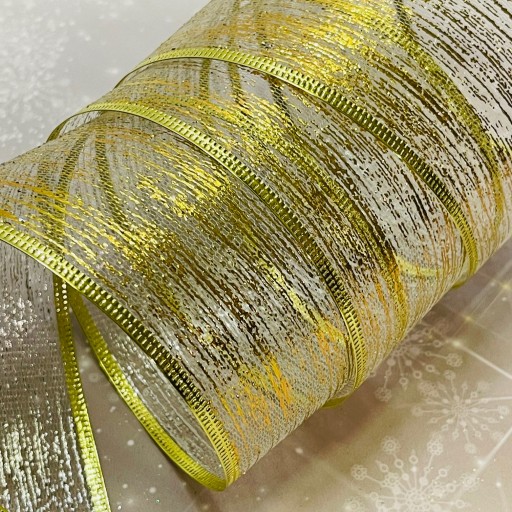 SZEROKA ŚWIĄTECZNA WSTĄŻKA 63mm DO PREZENTÓW 3m W8